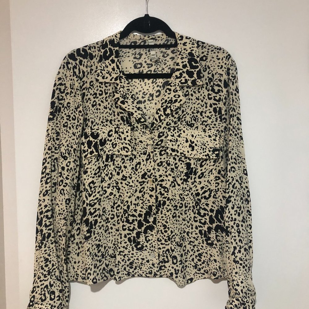 Zara Animal Print Blouse with front pockets - Size M
